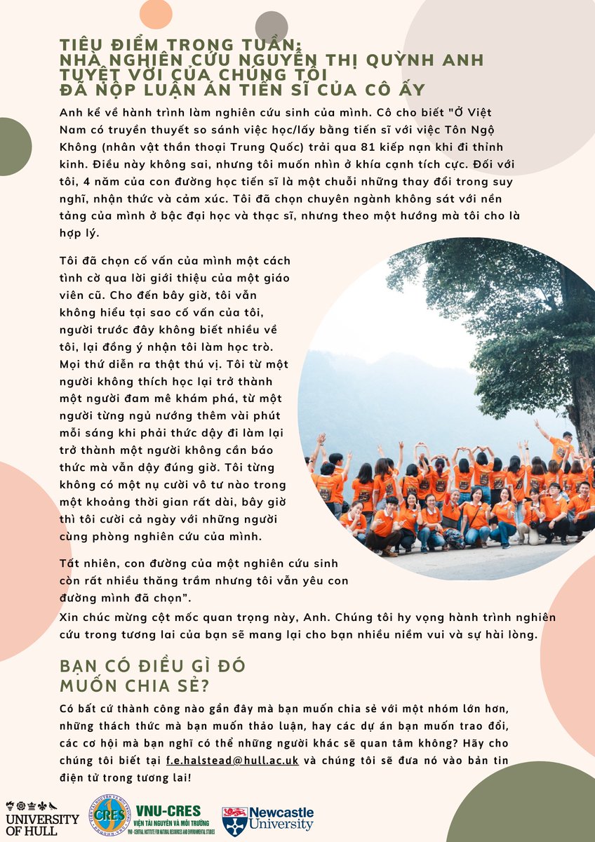 Check out our November Newsletter, with the latest updates from fieldwork, plans moving forward, and a special shout-out to one of our project team members Quynh Anh, who reflects on her PhD journey just days after submitting #YouthVoice #YouthFutures #ClimateCrisis #YouthAction