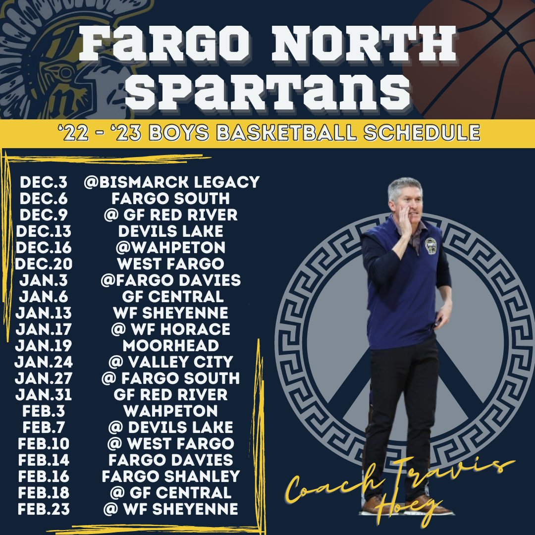 FargoNorthHoops's tweet photo. ‼️ SPARTAN BASKETBALL IS BACK‼️

2022 - 2023 Boys Basketball Schedule ⬇️ https://t.co/sEC7IyroBL