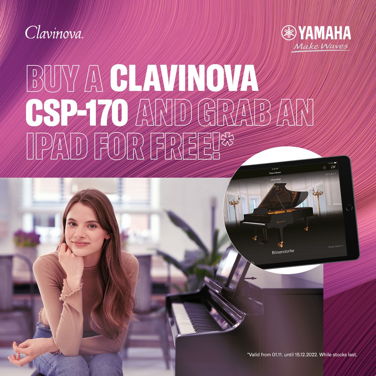 ePianosUK's tweet photo. *BUY A YAMAHA CSP-170 AND GET A FREE IPAD!(while stocks last)* 📱 ✨

You can make the most of this amazing deal on our website 🤩 : https://t.co/4sk4cplk76

Valid from 01.11 until 15.12.22

#yamahacsp170 #yamahapiano #FreeiPad #pianoplayer #pianist #digitalpiano #yamaha #csp170 https://t.co/trewi4H7Tk
