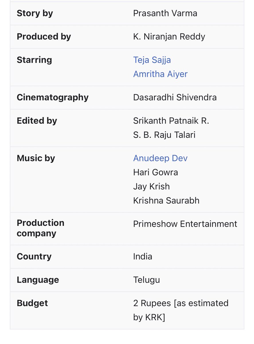 _Reviewrush's tweet photo. #HanuManTeaser so many people r saying it's made on budget of 12cr. I mean I know we Indians are great in to use resources &amp; but 12cr? Seriously 😳 then I found this 😭😂 https://t.co/vSAOXml4Wh