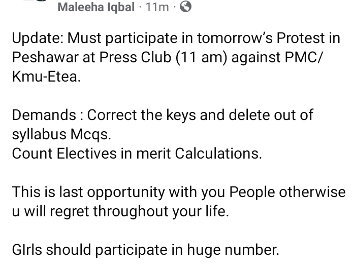 Abdur_0302's tweet photo. KPK Student's announced Protest against PMC/ETEA MDCAT. https://t.co/7aJfvQaPN6