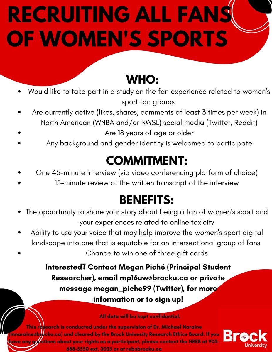Hi #WNBA and #NWSL fans! I am still recruiting participants for my Masters research. If anyone is interested, please send me a message or email! I look forward to hearing your story! #womenssports #research