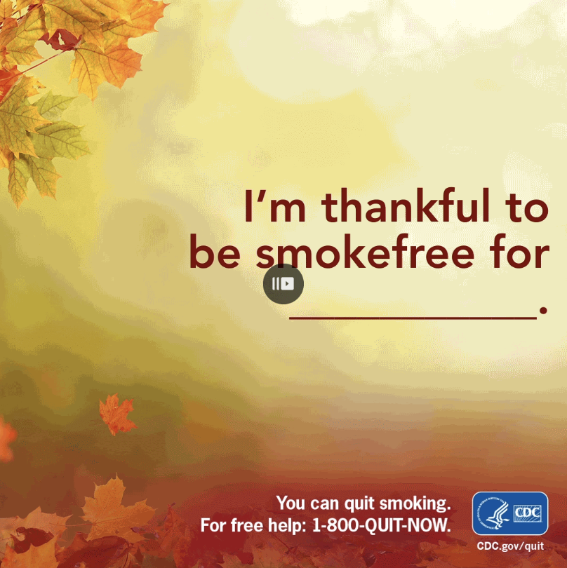 NjQuitline's tweet photo. It’s the season for being thankful! 

What are you thankful for this #SmokeFree season? https://t.co/xOuQkwKoZ2