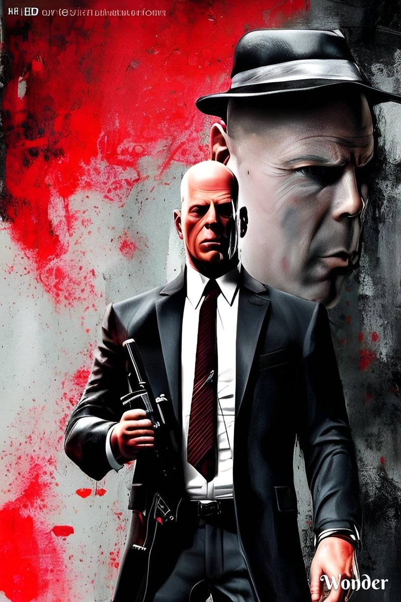 HeathenGodd70's tweet photo. Bruce Willis as Agent 47 of the Hitman game series @wonderaiapp #wonderai https://t.co/b2G4L839r3