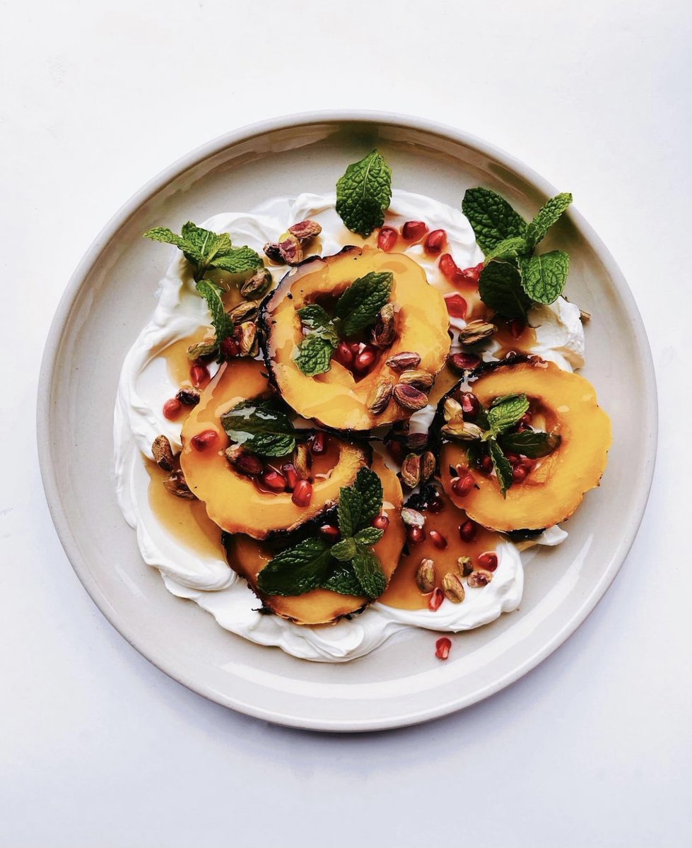 Heading into the week swooning over @karimichelleyoung's (Instagram) Charcoal roasted delicata squash with the best seasonal toppings like pomegranate and pistachio. What's your favourite squash to cook with?

#squash #startfresh #winterrecipe