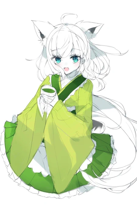 お茶コラボの落書き#絵フブキ 