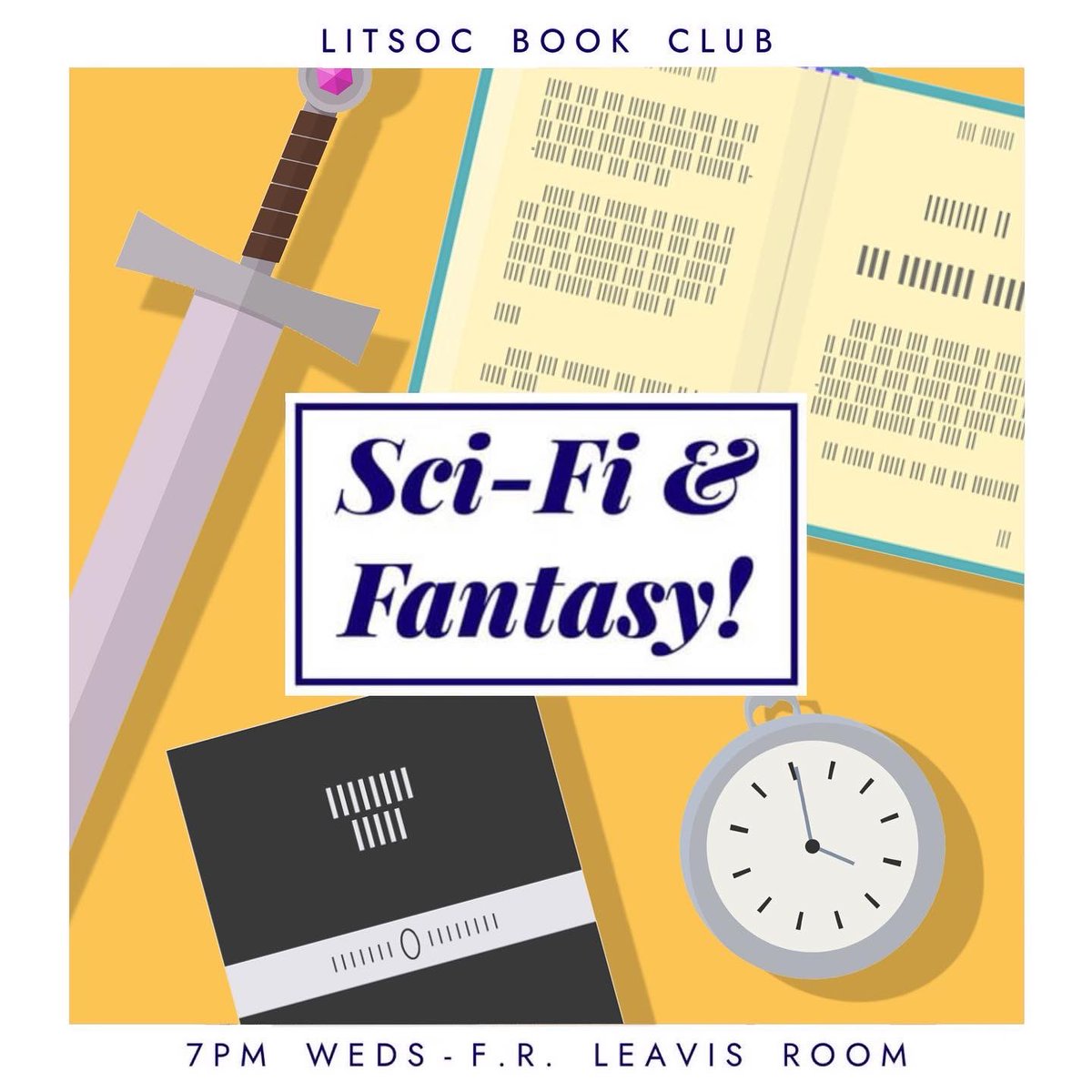 LitSocYork's tweet photo. Hi everyone! This week’s book club is all about Sci-Fi and Fantasy! We can’t wait to hear about your favourite (or least favourite) weird and wonderful fictional worlds! Head to Instagram for some committee recs :) https://t.co/86ptcaw1Sv