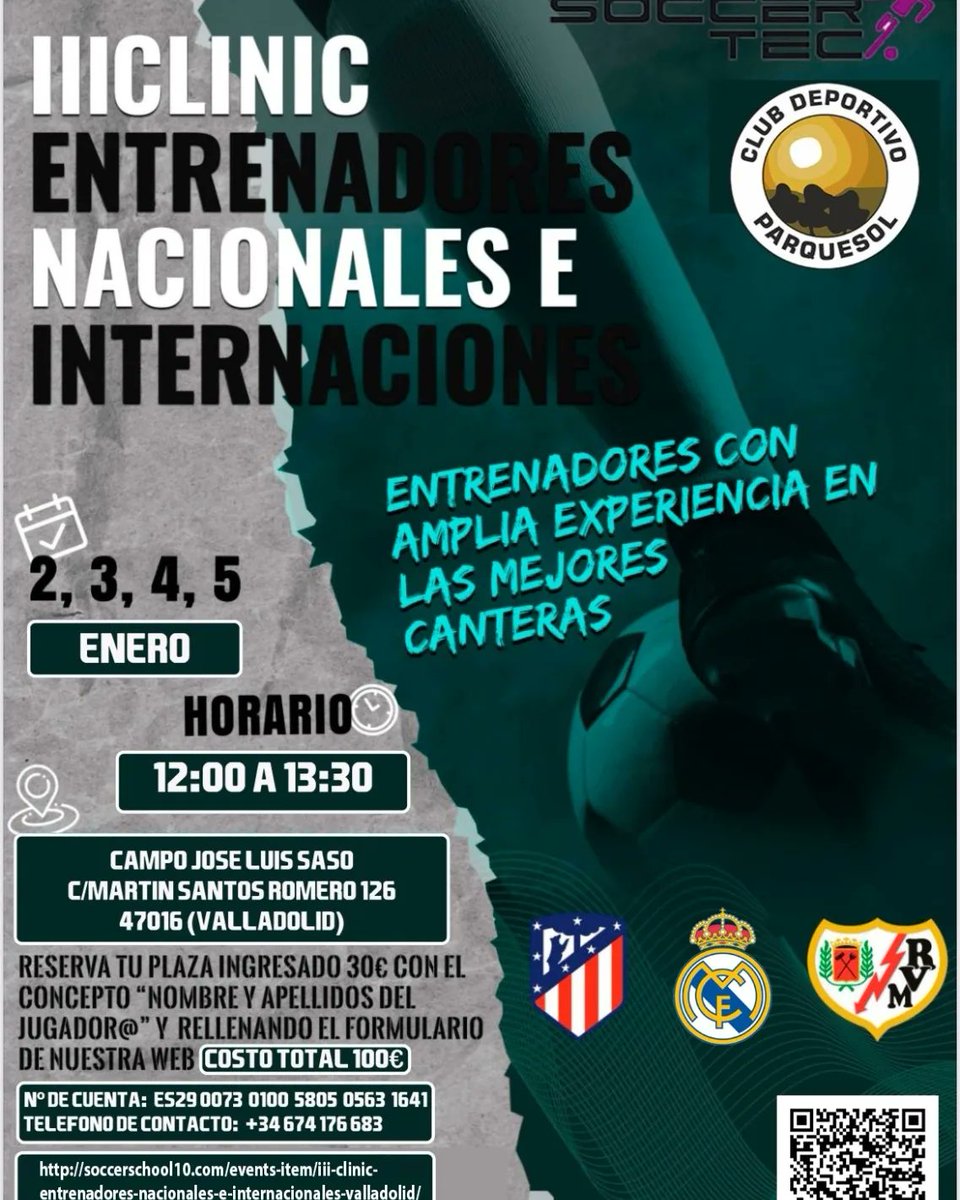 Soccerschool10's tweet photo. En breve volvemos a Valladolid de la mano de @cdparquesol 
No te puedes quedar fuera!!!
Llama al 674176683 y amplia información. https://t.co/5YKPJW3RwY