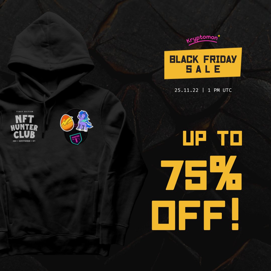 KryptomonTeam's tweet photo. Are you ready for this week's #BlackFridaySale?

Stay tuned to our sale site:
https://t.co/v60j8lwzsG https://t.co/29UKw7fpOf