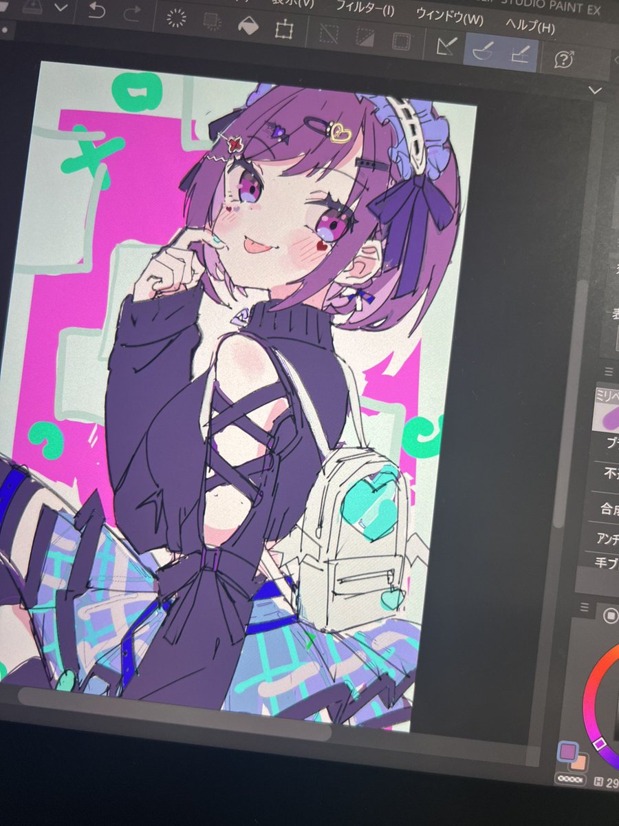 「えななんwip。明日から帰省すんので完成するのはイベント後だあ。 」|ひみつ💚絵修行中のイラスト