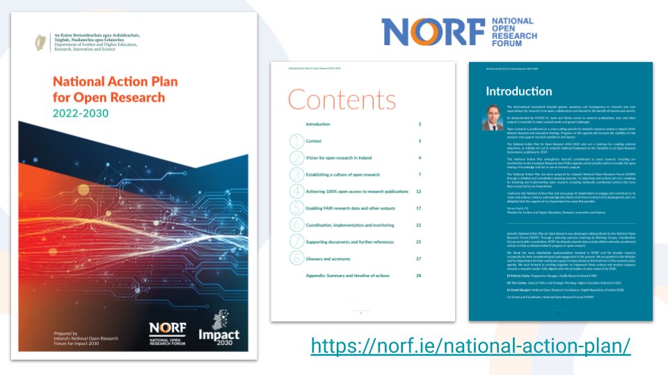 📢🧵Today is the launch of Ireland’s National Action Plan for Open Research to advance #OpenScience and public access to research! The plan was prepared by <a href="/norfireland/">National Open Research Forum (NORF) Ireland</a> for Impact 2030: Ireland’s R&amp;I Strategy <a href="/DeptofFHed/">Department of Further and Higher Education</a> <a href="/SimonHarrisTD/">Simon Harris TD</a> norf.ie/national-actio…
#OpenResearchIE