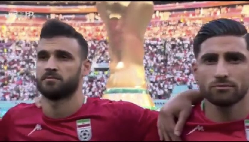 In Iran’s opening World Cup game with England not a single member of team Melli sang the national anthem. They all stood stone face in a sign of solidarity with protestors.