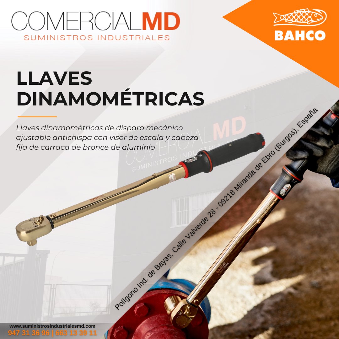 SuministrosMD's tweet photo. 𝐋𝐋𝐀𝐕𝐄 𝐃𝐈𝐍𝐀𝐌𝐎𝐌𝐄𝐓𝐑𝐈𝐂𝐀 - #Bahco
Llaves dinamométricas de disparo mecánico ajustable antichispa con visor de escala y cabeza fija de carraca de bronce de aluminio

✉ suministros@comercialmd.com
📞 947 31 36 96
#suministrosinsdustriales   #ComercialMD #ATEX https://t.co/1tVYXTtvTw