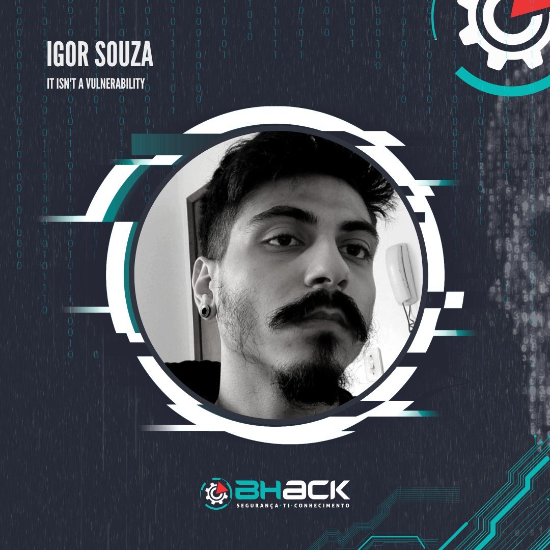 bhack's tweet photo. Tá chegando a hora! 😍
Neste domingo tem talk dele, Igor Souza, na BHack Conference 2022. 

Garanta seu ingresso através do link abaixo.
#LetsHack 🖖

🔗 https://t.co/vsNUEaKaZW

#bhack #bhack2022 https://t.co/djMzNDSyjm