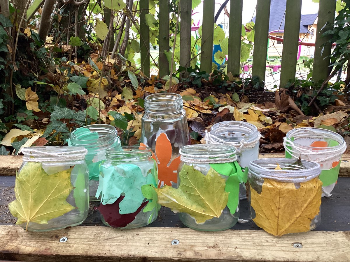 Today at forest school some of the children decided to make an Autumn lantern using special leaves that they found in the woods. Next week the children have asked to try lighting tea lights inside their lanterns so we will be learning about fire safety and striking a match.