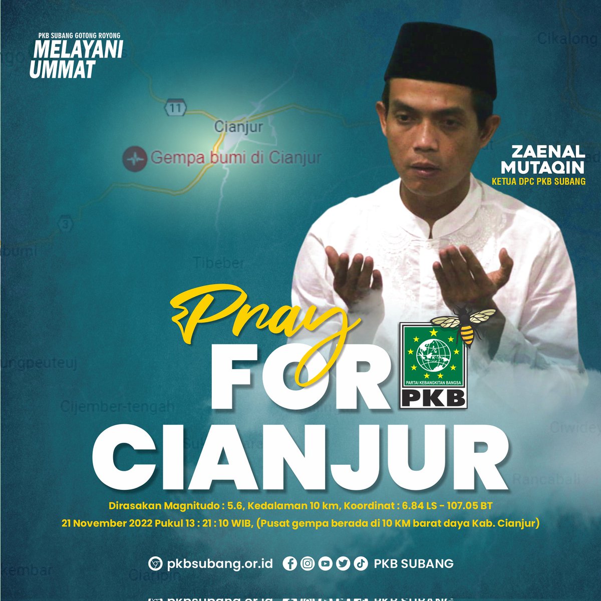 pkb_subang's tweet photo. Semoga korban gempa Cianjur diberi ketabahan dan yang meninggal husnul khotimah

@DPP_PKB @dpwpkbjabar @PkbCianjur https://t.co/lWIdpecaAB