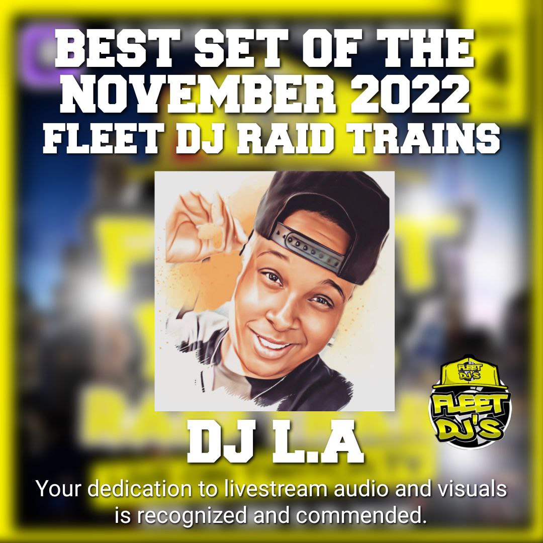 tnfleetdjs's tweet photo. Best set of the November #FleetDJ raid trains goes to...... @ayoitsla for her great stream on the 11/4 raid train!!!  CONGRATULATIONS 🎉

Brought to you by @djstarline.edm &amp; the @fleetdjs

#twitch #livestream #raidtrain #dj #music #mix #fleetnation https://t.co/QIpyL93Eqp