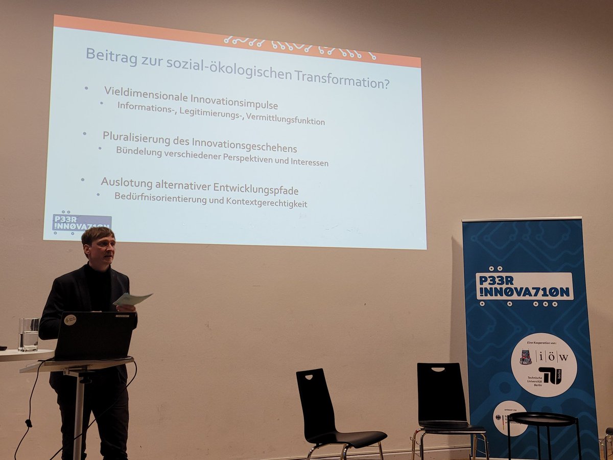 Florian Kern (@f_kern_ioew) on Twitter photo Bei der <a href="/Peer_Innovation/">PeerInnovation</a> Abschlussveranstaltung <a href="/TUBerlin/">TU Berlin</a> <a href="/ioew_de/">IÖW | @ioew@mastodon.social</a> stellt Projektleiter <a href="/JanPeuckert/">Jan Peuckert</a> zentrale Erkenntnisse vor wie #PeerInnovation zur sozial-ökologischen Transformation beitragen kann. @BMBF_Bund <a href="/soef_BMBF/">Nachhaltigkeitsforschung gestalten</a> #Zukunftsstrategie Bei der <a href="/Peer_Innovation/">PeerInnovation</a> Abschlussveranstaltung <a href="/TUBerlin/">TU Berlin</a> <a href="/ioew_de/">IÖW | @ioew@mastodon.social</a> stellt Projektleiter <a href="/JanPeuckert/">Jan Peuckert</a> zentrale Erkenntnisse vor wie #PeerInnovation zur sozial-ökologischen Transformation beitragen kann. @BMBF_Bund <a href="/soef_BMBF/">Nachhaltigkeitsforschung gestalten</a> #Zukunftsstrategie