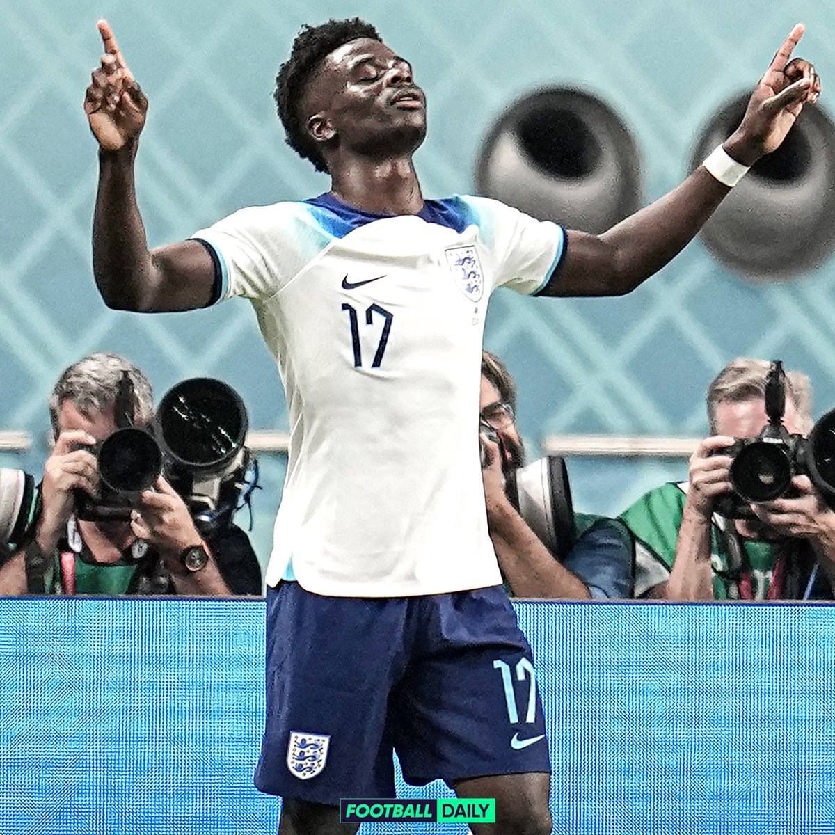 footballdaily's tweet photo. Two goals ✅
World Cup debut ✅

Welcome to the biggest stage @BukayoSaka87⭐️ https://t.co/mDCwItLaej