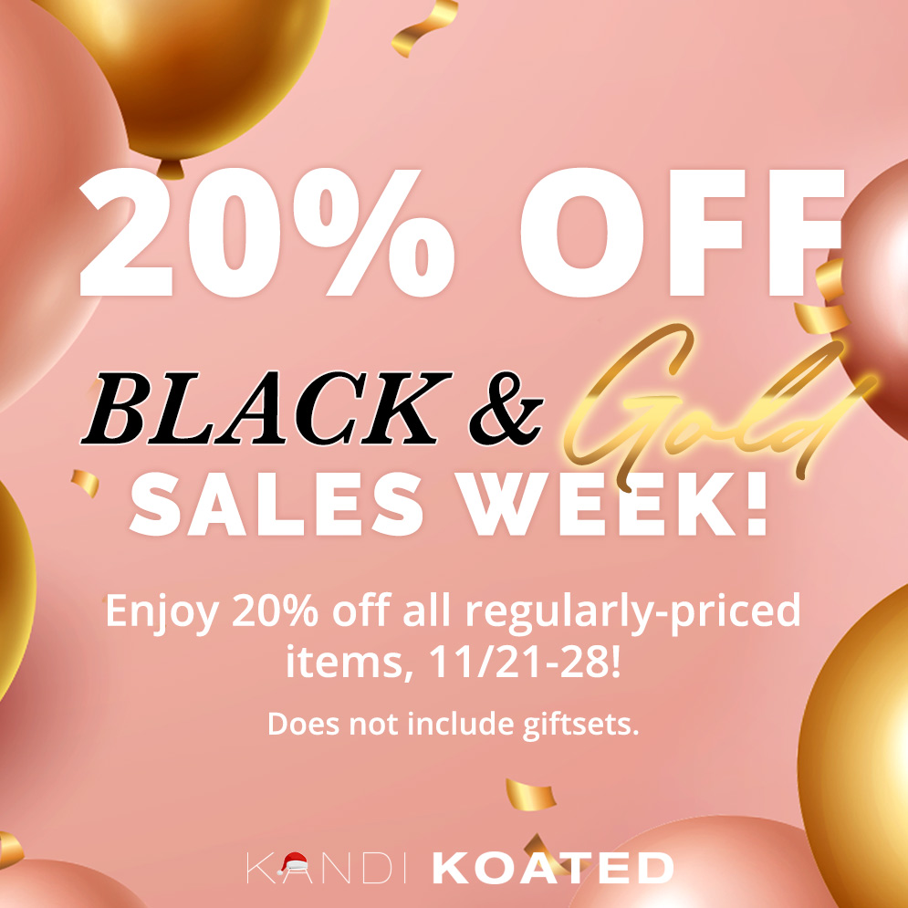 It's BLACK &amp; GOLD WEEK! A full week, from November 21st through 28th, of sitewide sales! Enjoy our discounted giftsets including a KK holiday stocking, or shop regularly-priced items at 20% off, this week only! No Promo code needed. Shop online or with your favorite consultant!