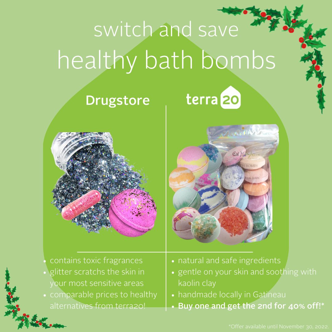 exploreterra20's tweet photo. Switch to #healthy #bathbombs and save your skin from hidden nasties. 🛁

Give One, Get One - buy an Eat Me Alive bath bomb and save 40% on a 2nd one! 💚

Shop in-store or online: https://t.co/aZBStGBVgm

*GOGO promo on single Eat Me Alive bath bombs. #giftideas #ottawa https://t.co/CiHozusR58