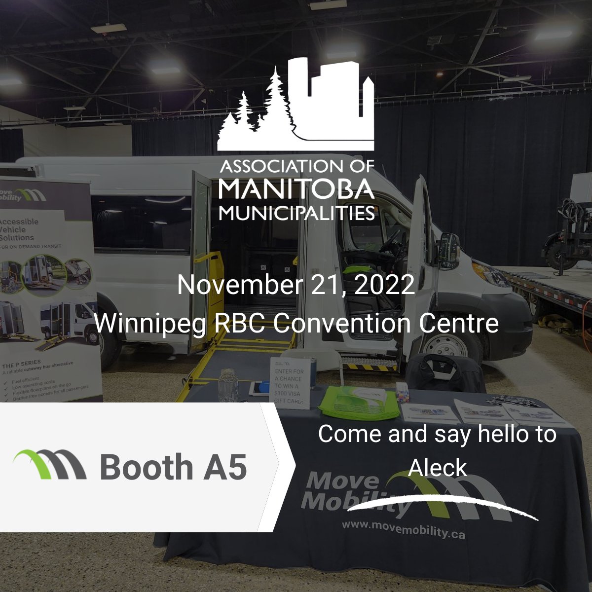 mobility_move's tweet photo. We are live at the @AMMManitoba (AMM) Trade Show at the @RBCConvCtreWpg.

We are exhibiting our P4 Accessible Van - https://t.co/d0y5nvNZUo at Booth A5. Please stop by and say hello to our Account Executive, Aleck.

#wheelchairlife #inclusion #accessibletravel https://t.co/AQVCyBXaCp