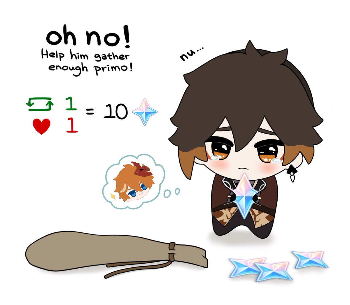 Fizzyfiz_fiz's tweet photo. Oh no! Nuili doesn’t have enough funds for NuiTaru banner!
Can you guys help him??

#GenshinImpact #原神 #Zhongli #Childe https://t.co/q0oP59JzuN