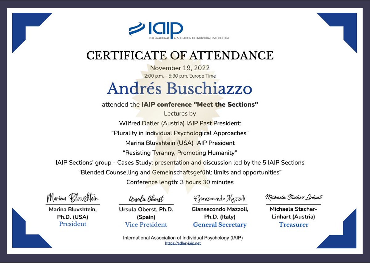 BuschiazzoA's tweet photo. Nos vemos en el próximo congreso Adleriano en Colonia - Alemania 🇩🇪  (2024) International Association of Individual Psychology - IAIP

Link: https://t.co/t4ESRsIsH7 

#goAdler @Adlerianos https://t.co/QLJ7aM4mTc
