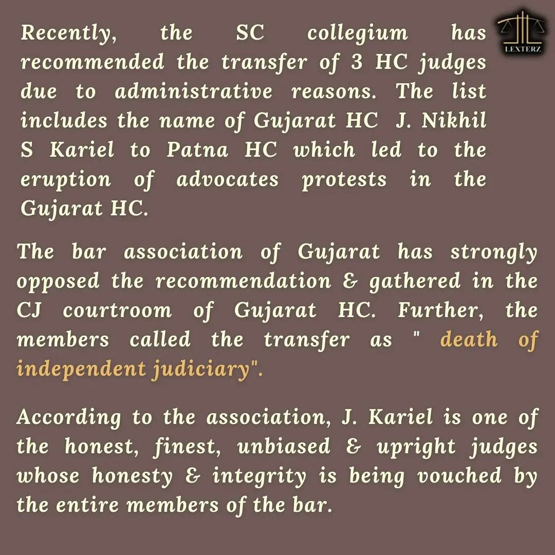 LexterzOfficial's tweet photo. CJI assured representatives of Gujarat High court Advocates Association about the transfer of J. Kariel.

#Gujarat #news https://t.co/eWxXTQ3XVK