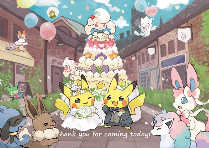 ポケモンウエディングのウェルカムボードをまたまた描かせていただきました…っ!ご指定により、背景はエンジンシティをイメージしました。末永くお幸せに! 