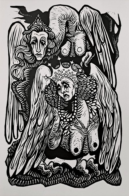 song for the bower queens
roughly 13x20 linocut :) 