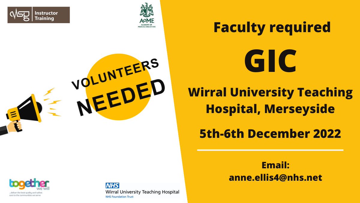 _ALSG_'s tweet photo. Calling all GIC instructors! Can you help with the GIC in Wirral on 5-6 December? Please email Anne Ellis if you're available to teach: anne.ellis4@nhs.net. #FutureInstructors @wuthnhs https://t.co/ycZN7gCDvW