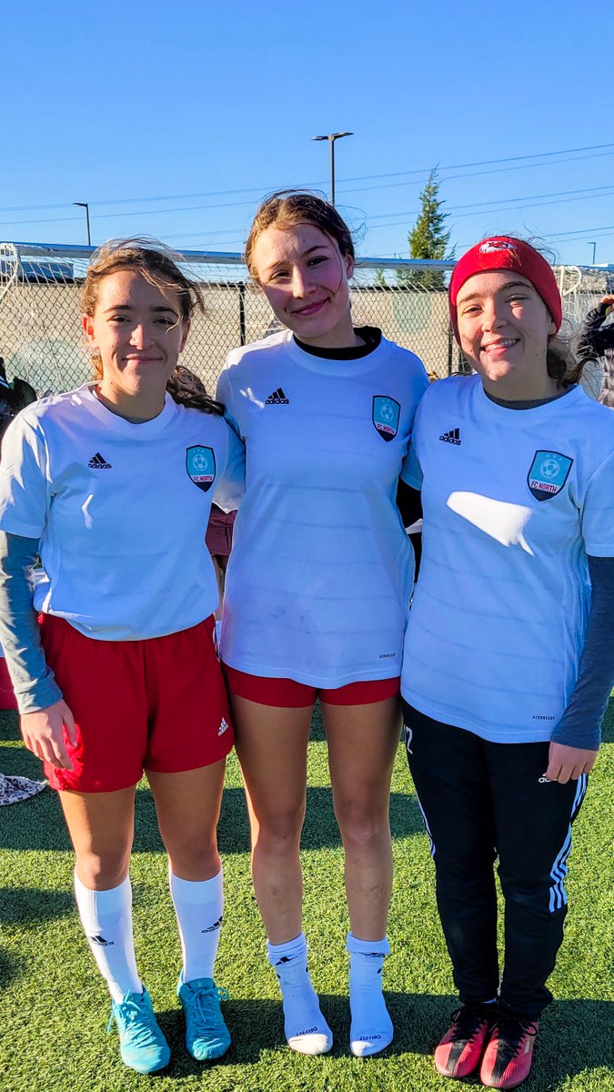 FCNorthUnited1's tweet photo. Great weekend at Showcase KC! These girls played through brutally cold weather finishing 1-0-2, 2 goals for &amp; 2 shutouts by Eva Jaramillo with only 1 goal against. Goals for the Hopfinger twins Sophia #2 &amp; Allie #3, both assisted by Hailey Peters #8. #classof2025 #classof2024 https://t.co/QHUncwsrnl