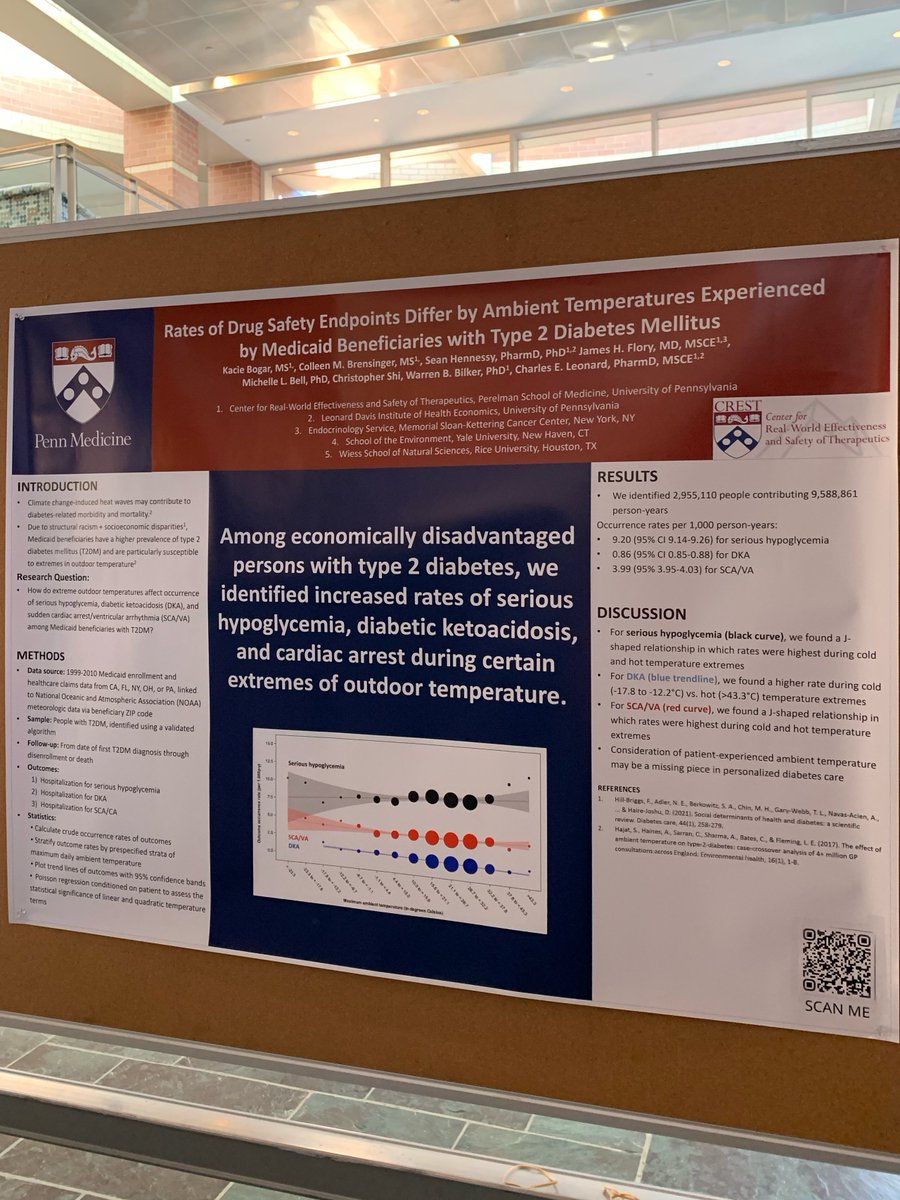 Penn CREST (@penn_crest) on Twitter photo On Friday several of our investigators attended the <a href="/UPennCEET_CEC/">UPenn CEET Community Engagement Core</a> Symposium on Climate Change and Human Health.
CREST's Kacie Bogar showcased her poster based on our recent Diabetes Care publication (pictured with collaborator @MichelleScience of Yale and <a href="/HennessySean/">Sean Hennessy</a>) On Friday several of our investigators attended the <a href="/UPennCEET_CEC/">UPenn CEET Community Engagement Core</a> Symposium on Climate Change and Human Health.
CREST's Kacie Bogar showcased her poster based on our recent Diabetes Care publication (pictured with collaborator @MichelleScience of Yale and <a href="/HennessySean/">Sean Hennessy</a>)