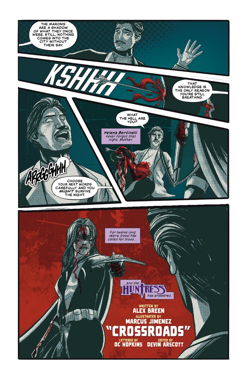A__Breen's tweet photo. Hey, everyone. Check out this Huntress fan comic I made with some of my friends.
Huntress: Crossroads.
Writer: Myself
Artist: @Martacuss 
Letterer: @dc_hopkins 
Editor: @CBDev95 
#huntress #dccomics https://t.co/KZ8Gr6dsmd