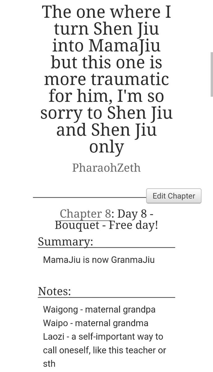 #MamaJiuWeek2022 The last chapter is up! Day 8 - Bouquet - Free Day! With GrandmaJiu