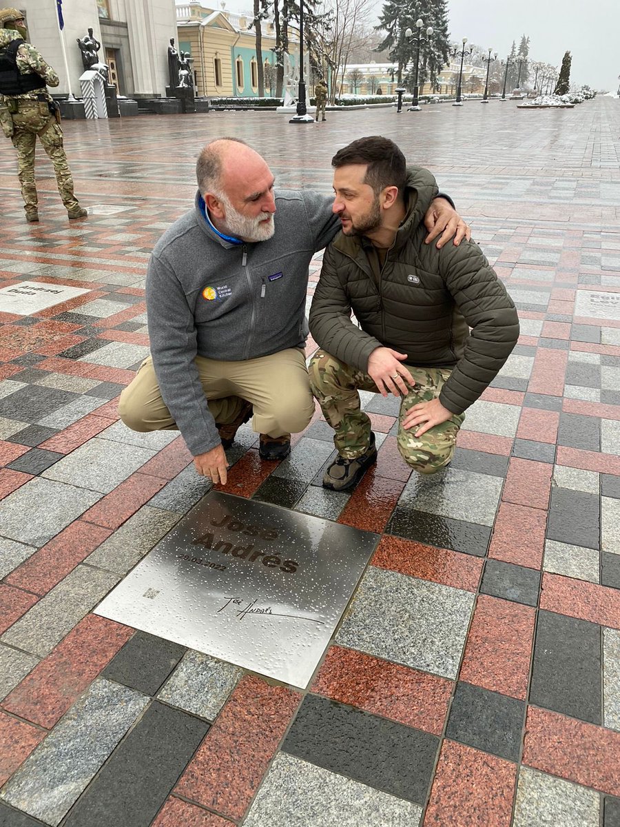 WCKitchen's tweet image. Thousands of Ukrainians have helped WCK serve nearly 180 million meals since February. Today, WCK’s @chefjoseandres was awarded the Order of Merit from President @ZelenskyyUa. This is a huge honor &amp;amp; our team is humbled to work side by side with Ukrainians to feed Ukrainians. 🇺🇦