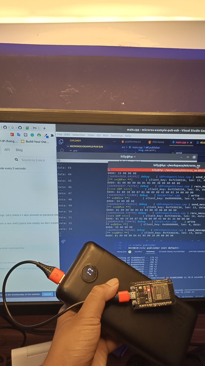 xbillynugraha's tweet image. just tried out the micro ros platformio using wifi-transport esp32. 🤖
#goROS #microros #ros2 #esp32 github.com/micro-ROS/micr…