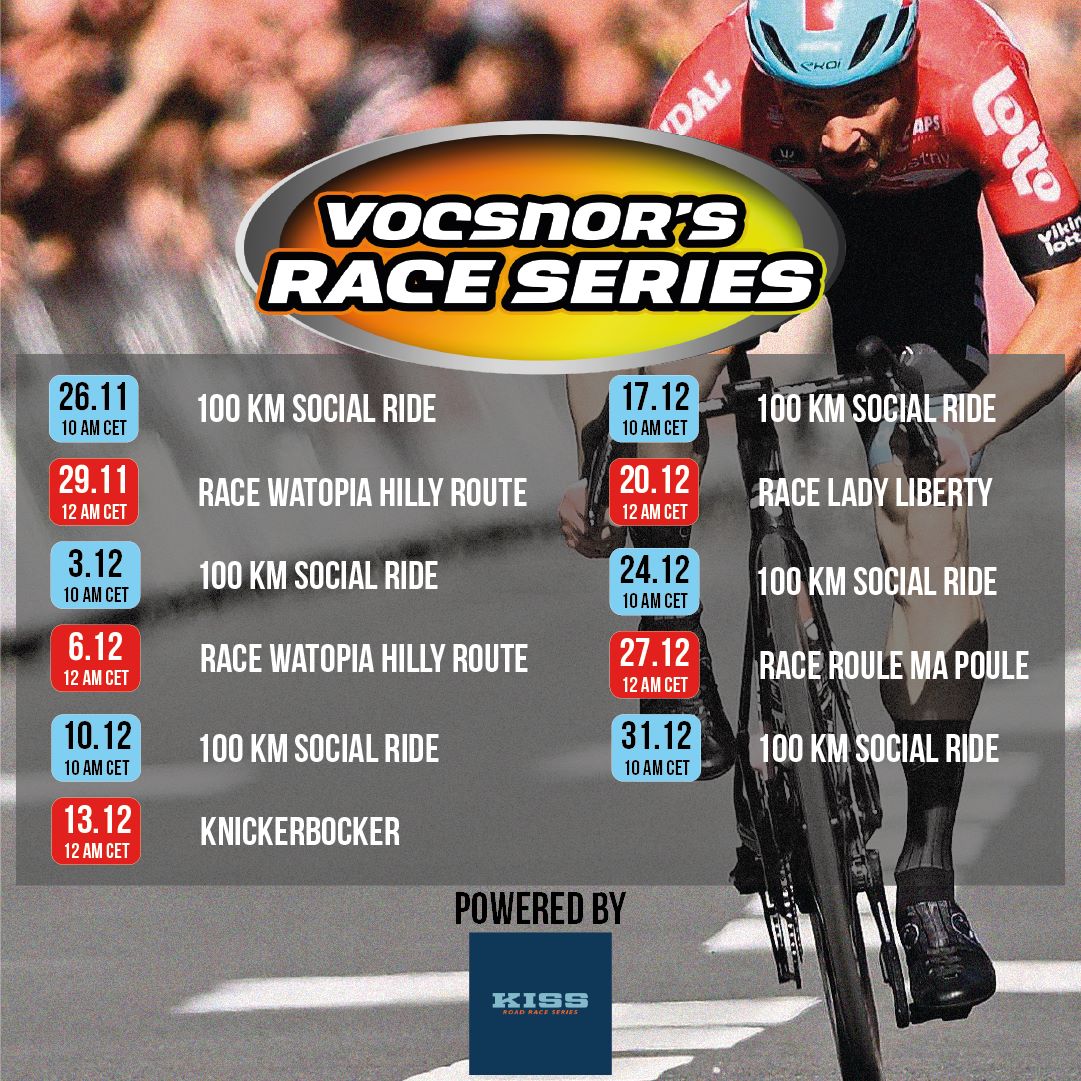 End 2022 on a high note and join the Vocsnor Racing Series on Zwift! There will be races as well as social rides with Q&A 😉