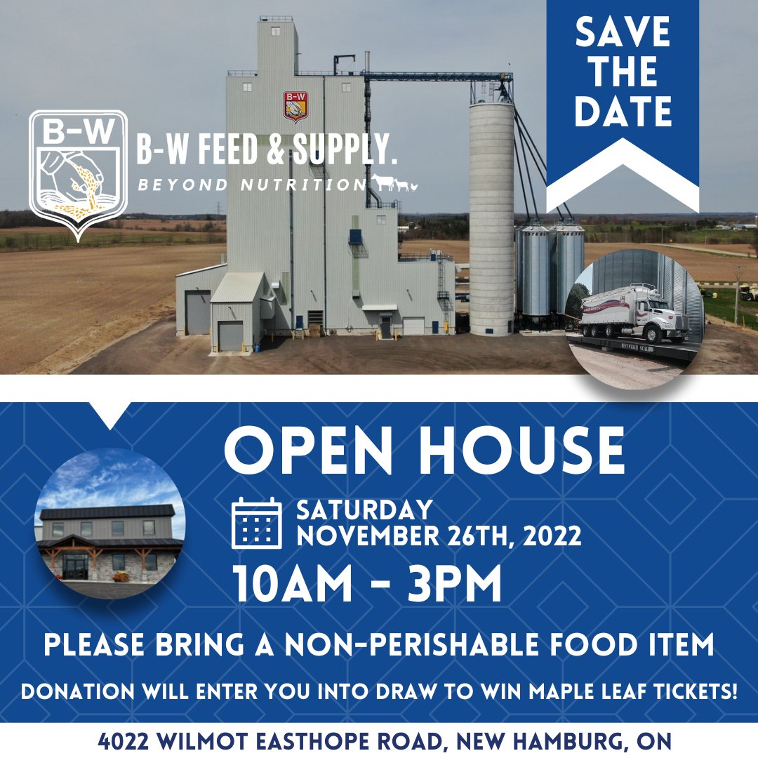 BWFeed_seed's tweet photo. We welcome you for an Open House on Saturday, November 26th. Come for a walk-through of the mill with some refreshments provided. There is a suggested donation of a food item that will be donated to the Wilmot Family Resource Center. See attached invite for more details. https://t.co/cO9HFgzTmW