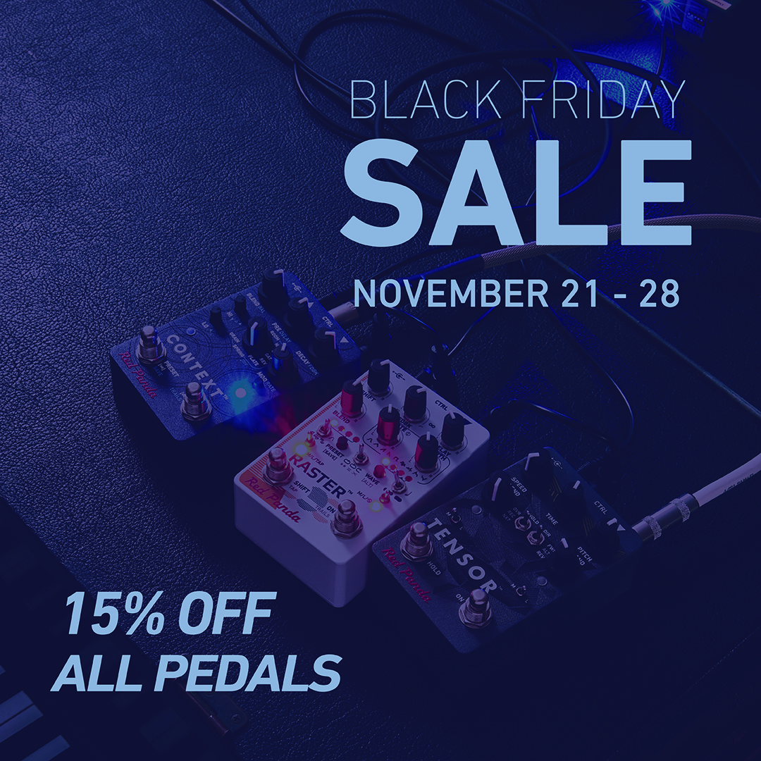 redpandalab's tweet photo. 15% off all pedals, November 21-28, on our website or at participating dealers. While supplies last (and supply chains hold up).
Particles have new firmware version 2.2 installed and ready to go.
#redpandalab #blackfriday #guitarpedals https://t.co/byXtffAix6
