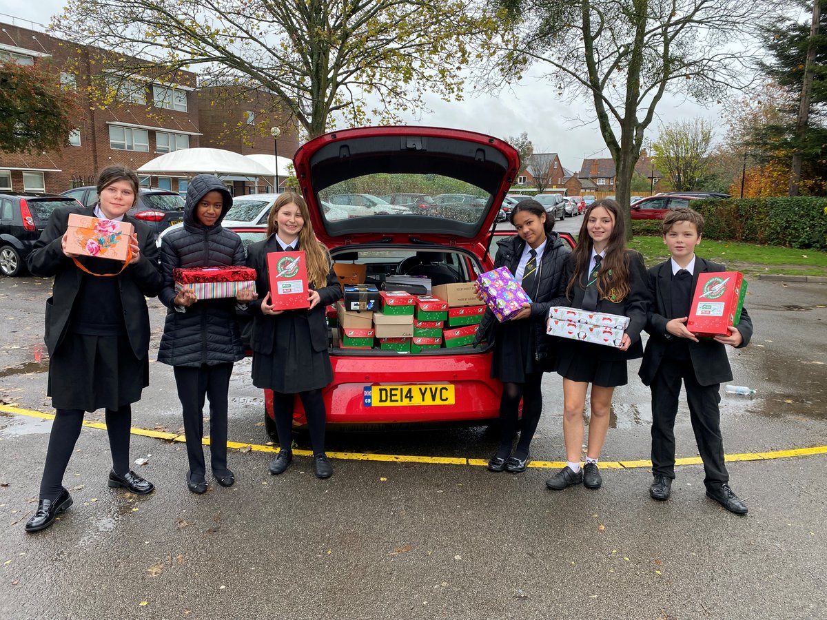 We finished collecting for the Operation Christmas Child Charity Appeal today and managed to get 70 boxes!!

Here is a photo of some of the Year 7’s who helped pack the car with all the shoeboxes.
#operationchristmaschild