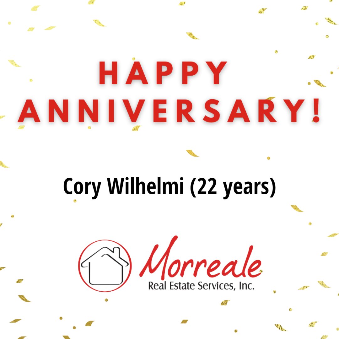 MorrealeRes's tweet photo. Congratulations to Cory Wilhelmi for 22 years at Morreale Real Estate Services. We appreciate all that you do for our clients. #thankyou #MRES https://t.co/SBgcQnE8kq