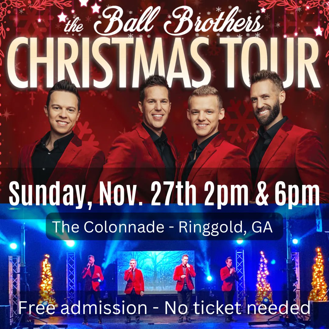 Peavine’s own, The Ball Brothers, are coming back home to Ringgold for their Christmas tour this Sunday at The Colonnade. They have two show times - 2pm and 6pm. The concert is guaranteed to get you in the Christmas spirit.