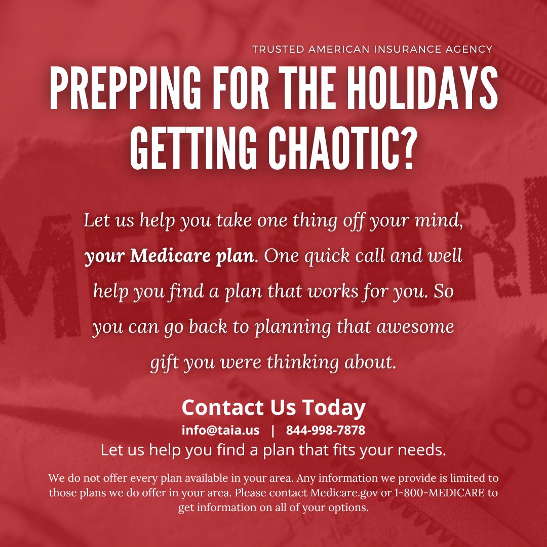 TrustedAmerican's tweet photo. This time of year, you have a lot on your mind. Let us solve your Medicare problems, so you can focus on more important things. #AEP #Holidays #TrustedAmerican https://t.co/ZHaID0s5zf