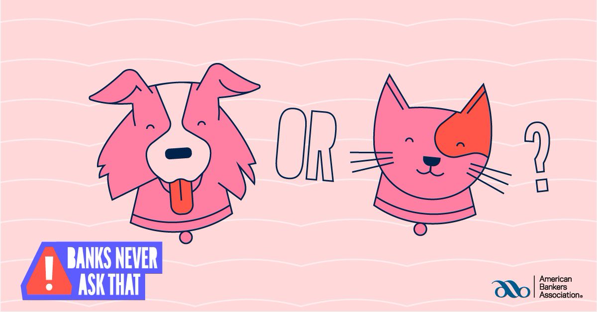 DrCentricBank's tweet photo. "Are you a cat person or a dog person?" #BanksNeverAskThat. 

#CentricBank will also never text or email you to verify your account number. That's a scam. Learn more at https://t.co/MyOemNkYq1. #WeRevolveAroundYou #DrCentricBank https://t.co/2VDH7NsVp8