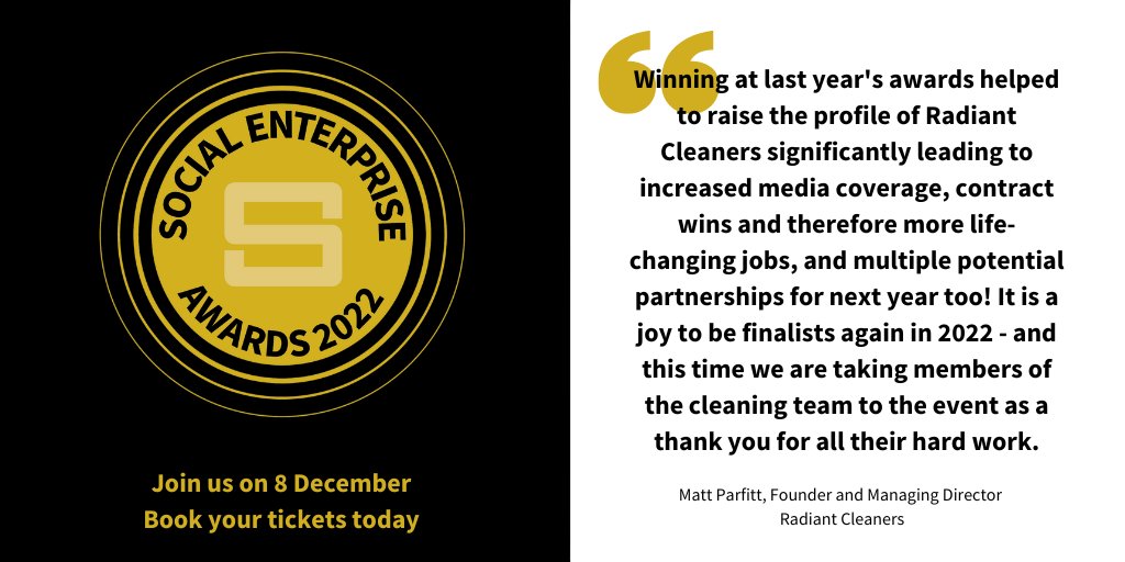 You have until 10pm tonight to get your UK #SocialEnterprise Awards tickets.

Join us at London’s iconic Roundhouse on 8 December ➡️ ow.ly/krvw50LzKUe

What is it like to experience the awards? Read this review from <a href="/RadiantCleaners/">Radiant Cleaners</a>
