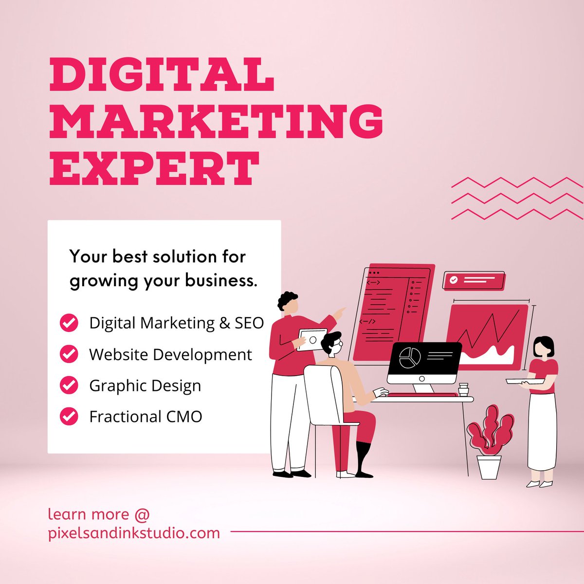 PixelsInkStudio's tweet image. Need a fractional CMO? Looking for graphic design help?  We might be the solution. As digital marketing experts, we offer help wherever your marketing needs are. Learn more about how we can help at pixelsandinkstudio.com
#fractionalCMO #marketingexperts #empoweredmarketer