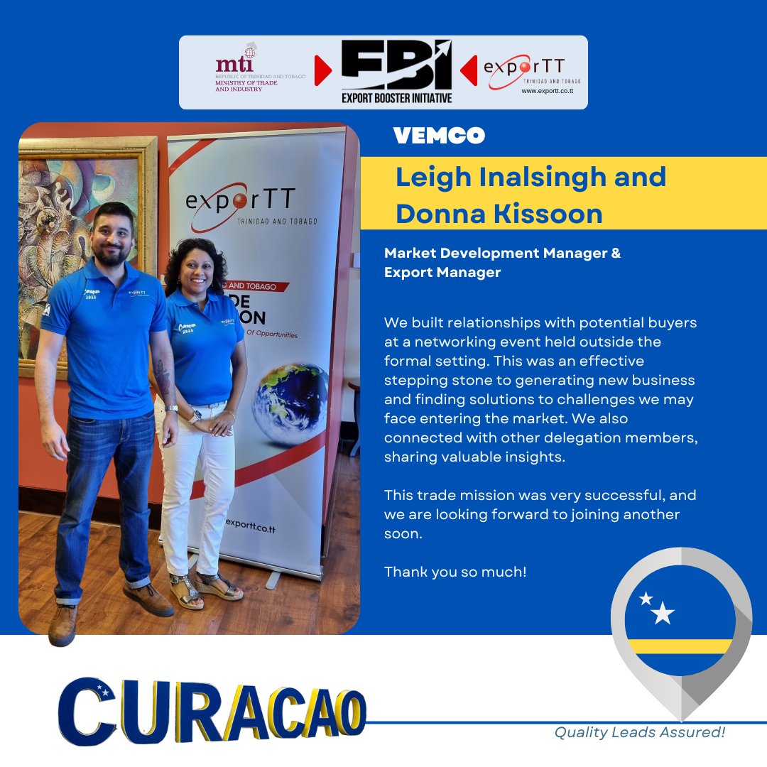 exporTT_Ltd's tweet photo. Here's another perspective on our highly successful Trade Mission to Curaçao from our client Vemco. #highpoints https://t.co/2Qt4Lts99x