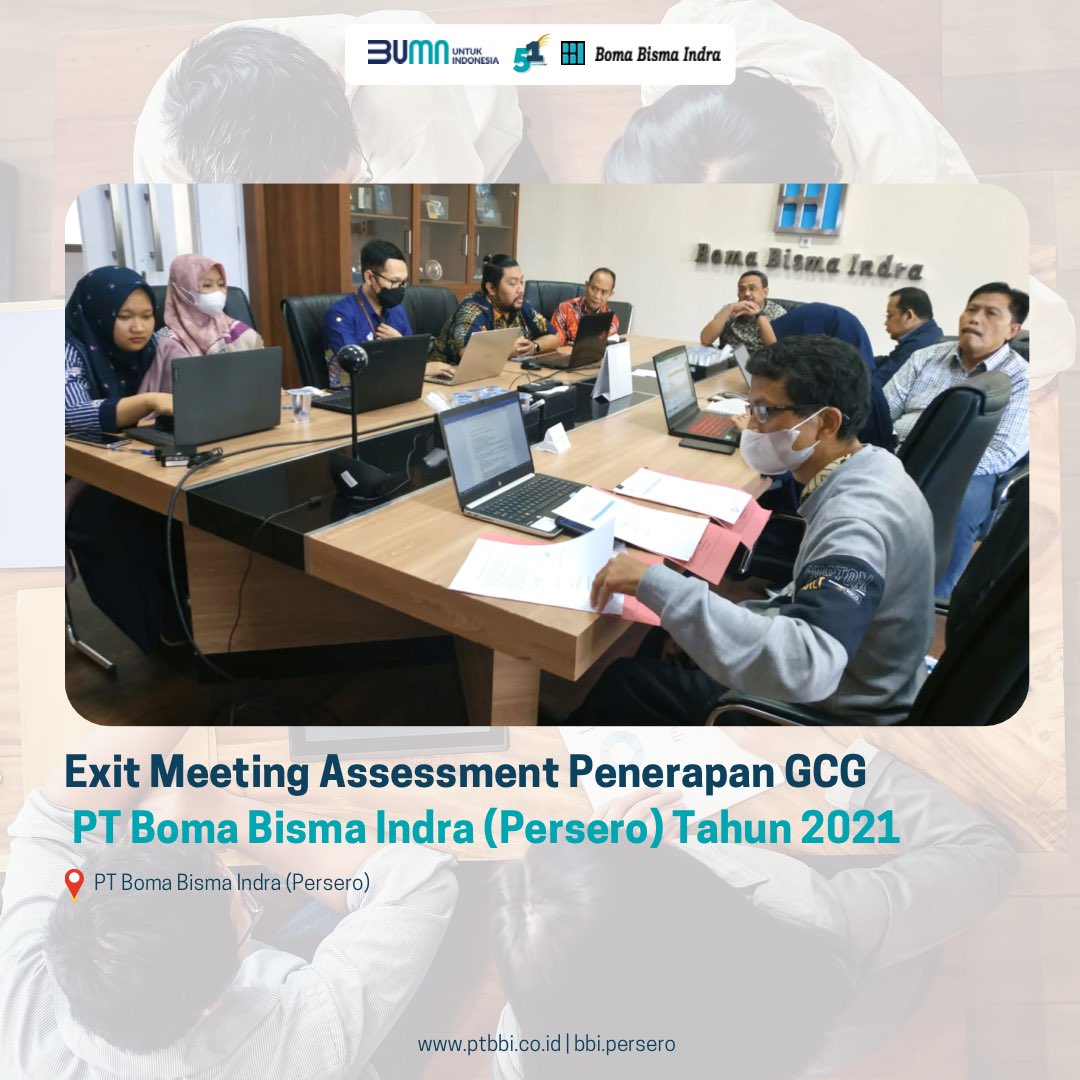bbi_persero's tweet photo. #SobatBBI, Jum’at 18 November 2022 telah dilaksanakan Exit Meeting Asesmen Penerapan GCG PT BBI tahunn 2021. Triyono JP mewakili BPKP selaku Wakil Penanggungjawab Tim Assesor GCG BBI menyatakan bahwa dalam assesmen BPKP selalu menjaga  Profesionalisme. Assessor selalu berusaha https://t.co/lQYpPszTUu